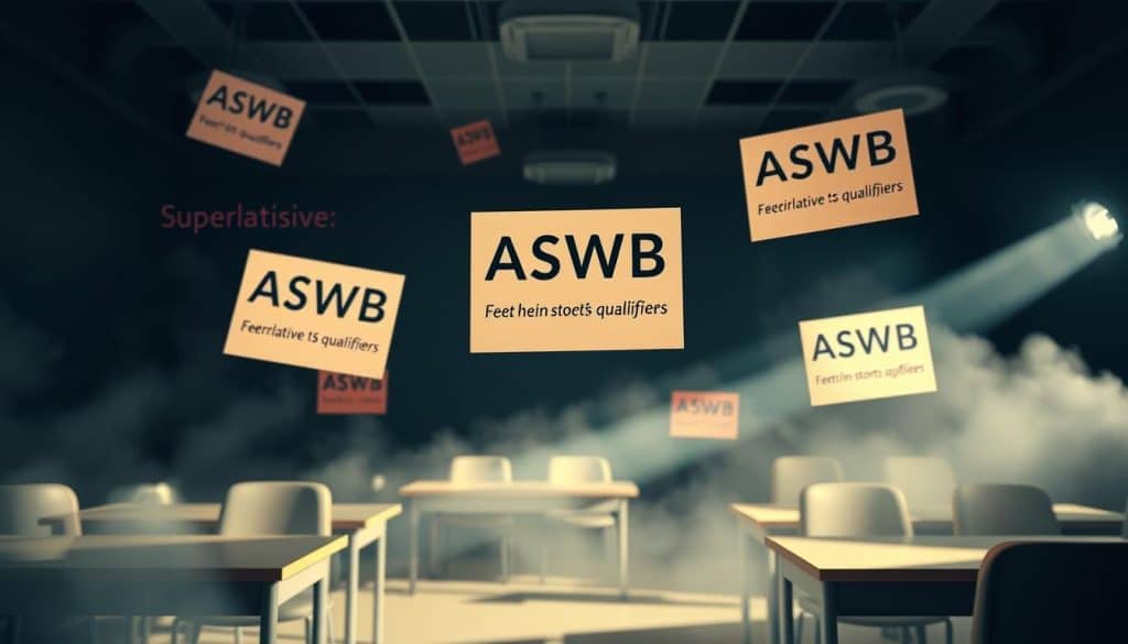 ASWB exam questions with superlatives and qualifiers